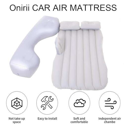 Onirii مرتبة هوائية قابلة للنفخ للسيارة من أونييري، سرير خلفي مع مضخة هواء، 53 بوصة × 32.6 بوصة، مرتبة سفر سميكة محمولة للتخييم، سرير هوائي للسيارات الصغيرة، SUV عالمي - Image 4