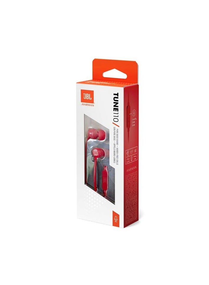 UBL Tune T110 Wired In -Ear Headphones  Red - Image 1
