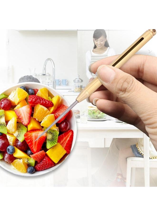 Thoraya Brass Tube Body Titanium Alloy Fruit Toothpick Portable Simple Multi Function Spring Flexible Toothpick Holder(A )  - Image 4