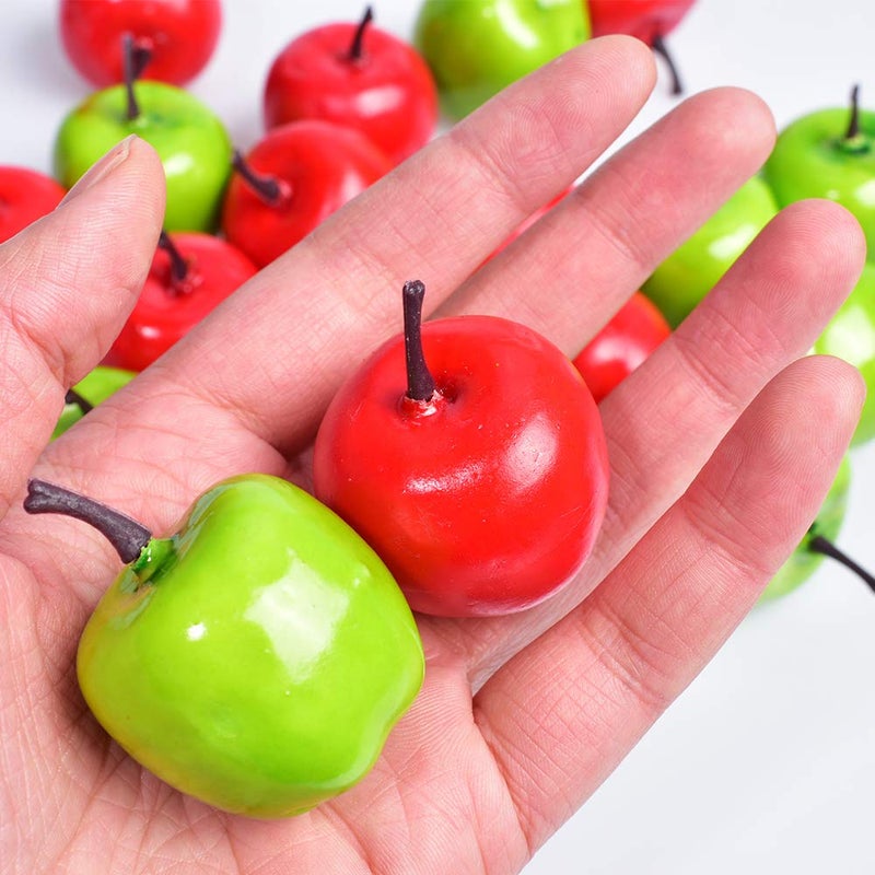 HAIOPS Mini Artificial Apple Fake Fruit Simulation Home Kitchen Party Decor 20PCS (Green and Red) - Image 5