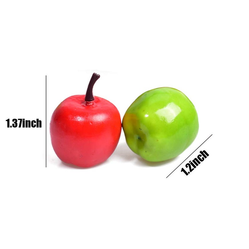 HAIOPS Mini Artificial Apple Fake Fruit Simulation Home Kitchen Party Decor 20PCS (Green and Red) - Image 3