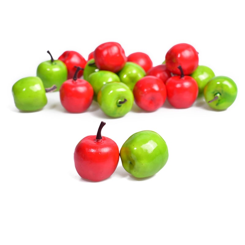 HAIOPS Mini Artificial Apple Fake Fruit Simulation Home Kitchen Party Decor 20PCS (Green and Red) - Image 1
