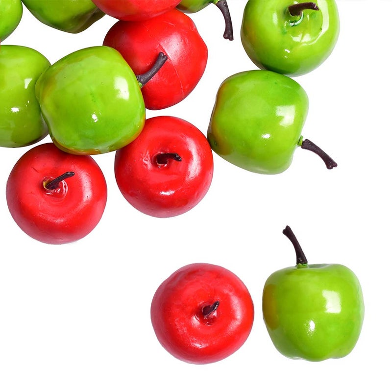 HAIOPS Mini Artificial Apple Fake Fruit Simulation Home Kitchen Party Decor 20PCS (Green and Red) - Image 2