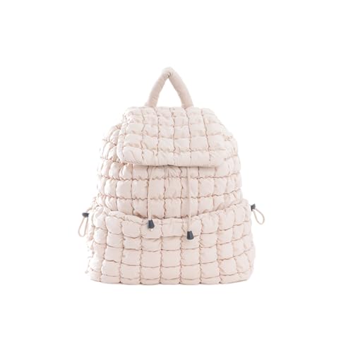 VAKAER Puffer Backpack for Women Lightweight Quilted Hiker Pack Drawstring Padding Backpacks for Travel Gym Beige - Image 1