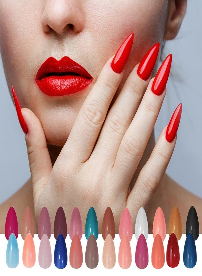 مجموعة أظافر ميريوكس الاصطناعية للنساء | 576 قطعة من الأظافر الاصطناعية على شكل لوزة | 24 لونًا من الأظافر اللاصقة مع ورقة ملصقات ومبرد أظافر للبنات - Image 3