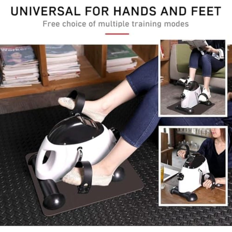 Desk cycle pedal exerciser for home office elderly rehab, ABS plastic black, digital display tracking time speed calories distance - Image 2