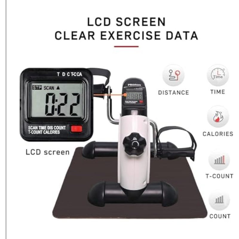 Desk cycle pedal exerciser for home office elderly rehab, ABS plastic black, digital display tracking time speed calories distance - Image 3