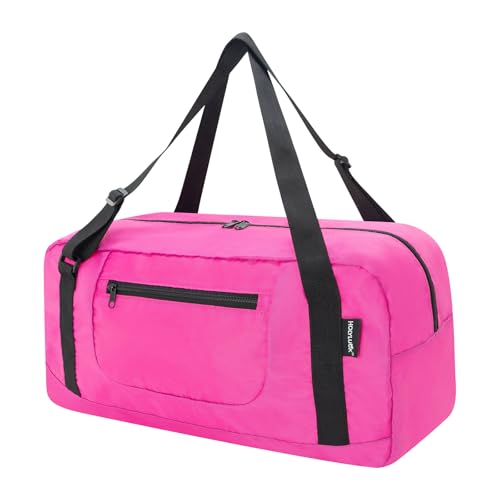 HOLYLUCK Foldable Travel Duffel Bag For Women Men Luggage Great for Gym Fuchsia - Image 1
