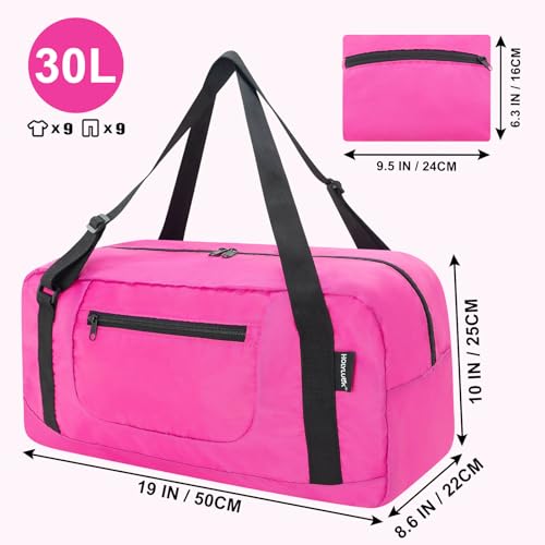 HOLYLUCK Foldable Travel Duffel Bag For Women Men Luggage Great for Gym Fuchsia - Image 3