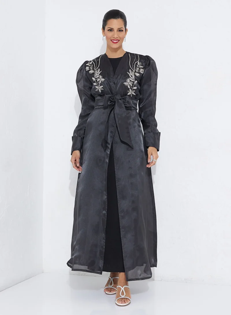 Rosette Abaya Organza Floral Abaya