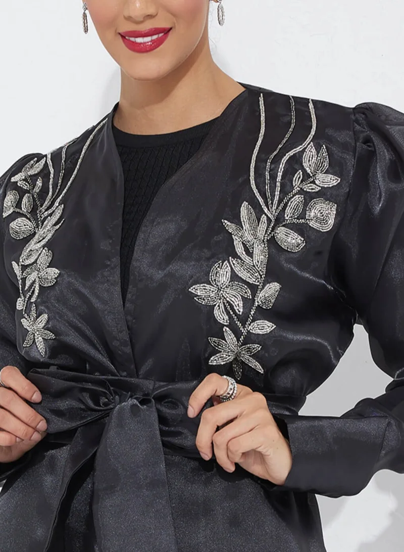 Rosette Abaya Organza Floral Abaya