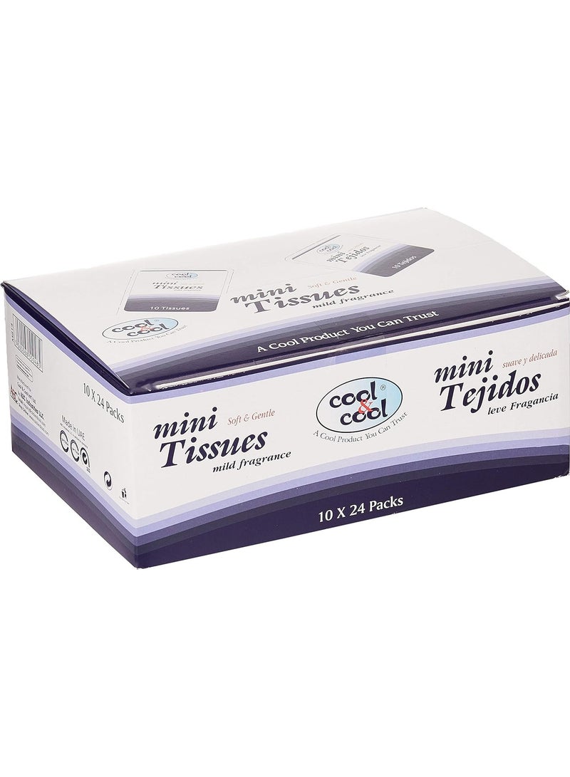 Cool & Cool Cool & Cool Mini Pocket Tissues 10's (Pack of 24) - Your On-the-Go Comfort Companion for Staying Fresh Anywhere 240's  - Image 1