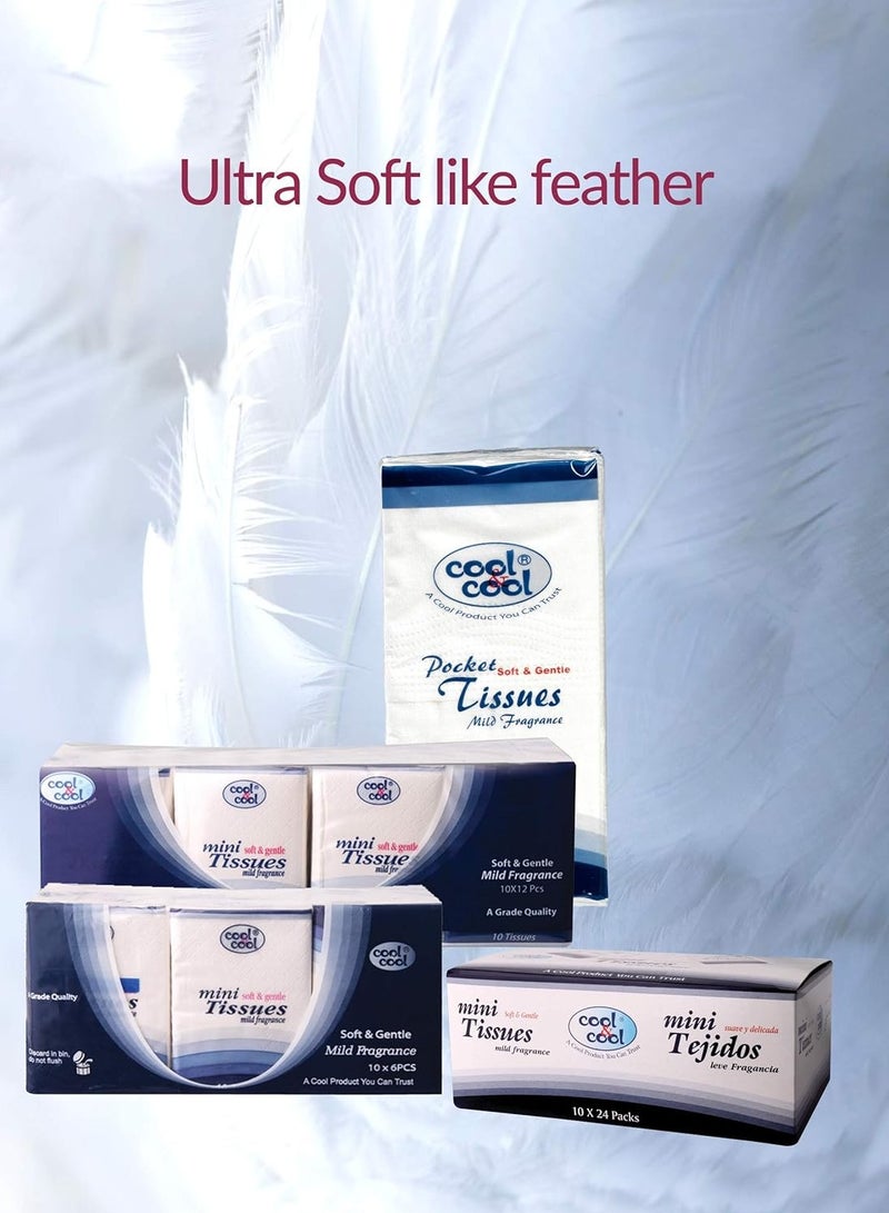 Cool & Cool Cool & Cool Mini Pocket Tissues 10's (Pack of 24) - Your On-the-Go Comfort Companion for Staying Fresh Anywhere 240's  - Image 2