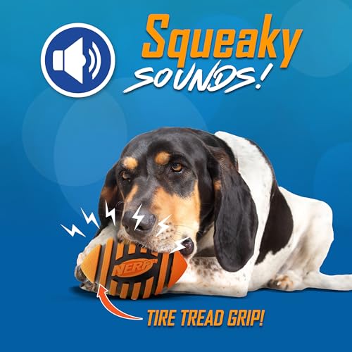 Nerf Dog Spiral Squeak Football Outdoor Dog Toy, 5 Inch Dog Football Squeaking Toy for Medium and Large Breeds, Orange - Image 2