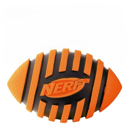 Nerf Dog Spiral Squeak Football Outdoor Dog Toy, 5 Inch Dog Football Squeaking Toy for Medium and Large Breeds, Orange - Image 1