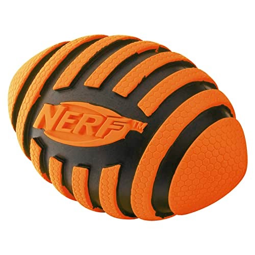 Nerf Dog Spiral Squeak Football Outdoor Dog Toy, 5 Inch Dog Football Squeaking Toy for Medium and Large Breeds, Orange - Image 4