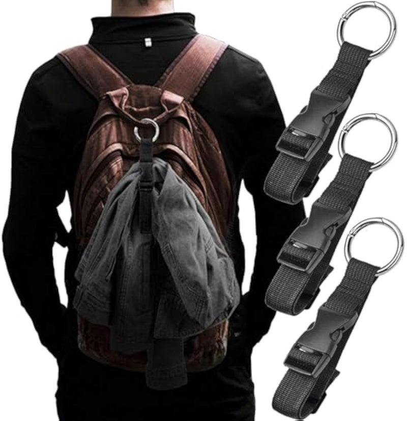 3 Pcs Add a Bag Luggage Straps, Jacket Holder, Make Your Hands Free, Adjustable Suitcase Belt Straps, Travel Accessories for Connecting Luggage or Backpack, Black - Image 1