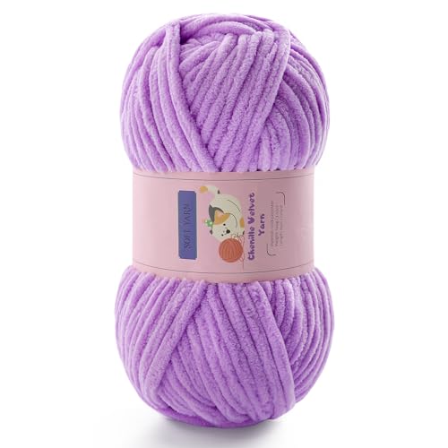 Mooaske Chunky Yarn for Crocheting - Chenille Yarn for Knitting - Bulky Blanket Yarns for Crocheting Blankets Amigurumi Craft Hat Shoes, Plush Fluffy Soft Yarns 71 yds/3.5 oz Each Skein(Light Purple) - Image 1