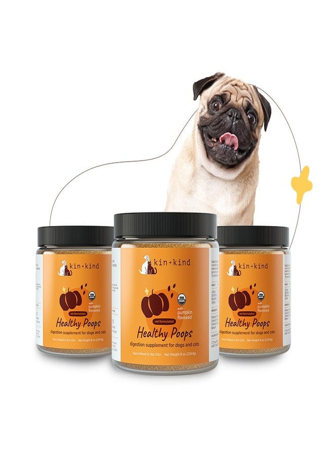 kin+kind Probiotics for Dogs - Digestive Health Support with Prebiotics & Fiber Powder - Cat and Dog Vitamins and Supplements for Gut Health, Healthy Poops & Immune Support - Made in USA - 3 x 8oz - Image 1