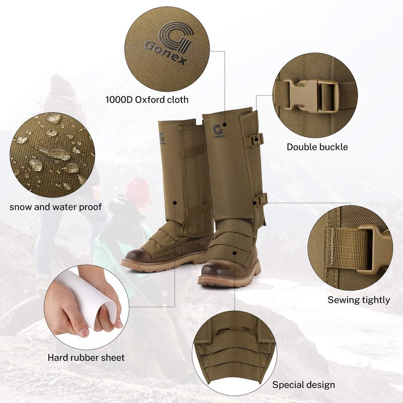 Gonex Snake Gaiters, Waterproof Snake Guards, Snake Bite Protection for Lower Legs, Snake Proof Gaiters Fit for Men & Women, Adjustable Size, Pack of 1 - Image 4