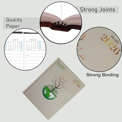 TULMAN Yearly Organizer 2026 Diary, B5 Size (23 x 18 cm) Hardbound Planner with premium Design, Daily Writing Journal, Office & Study Organizer, Perfect for Students, Professionals (2, White) - Image 2