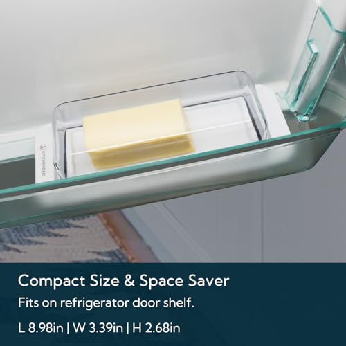 KITCHENDAO Airtight Butter Dish with Lid for Countertop and Refrigerator Door Shelf, Butter Keeper, Plastic Butter Holder Tray Container for West/East Coast Butter, White - Image 4