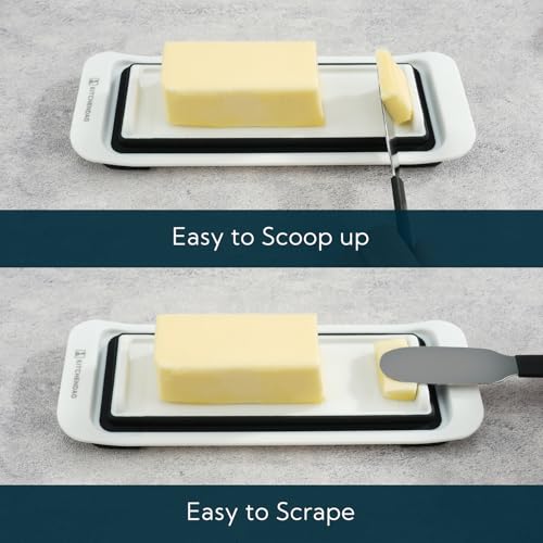 KITCHENDAO Airtight Butter Dish with Lid for Countertop and Refrigerator Door Shelf, Butter Keeper, Plastic Butter Holder Tray Container for West/East Coast Butter, White - Image 5