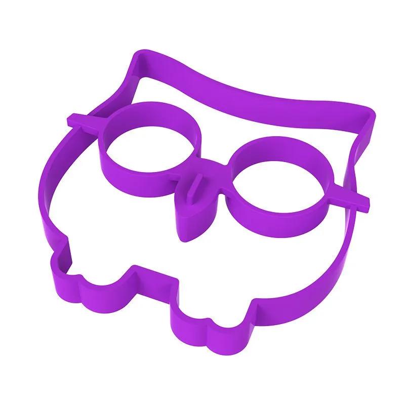Silicone Egg Fryer: Purple Owl-shaped Food-grade Silicone Mold - Heat-resistant Non-stick Egg Cooking Mold for Home Kitchen Breakfast Making - Image 1