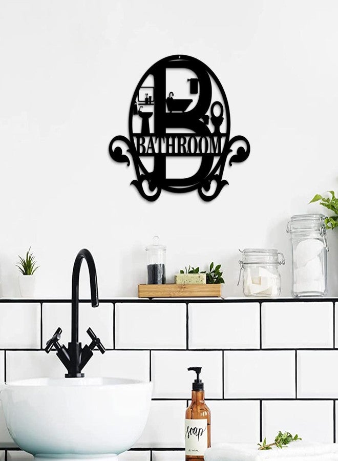 Pigort Metal Bathroom Wall Decor - Farmhouse Black Bathroom Wall Art - Funny Bathroom Decorations for Modern Home Guest room 11x14.5 INCH - Image 3