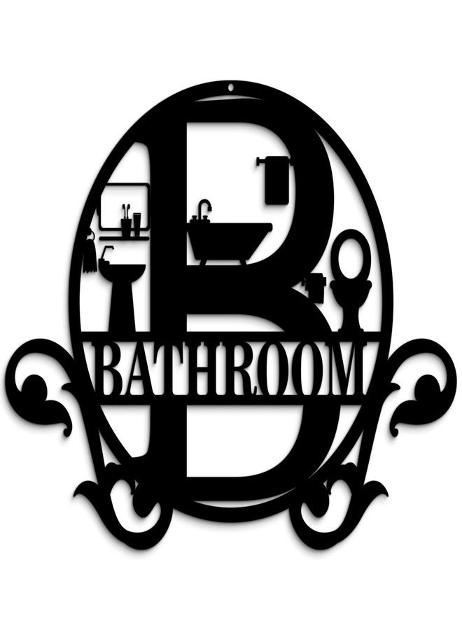 Pigort Metal Bathroom Wall Decor - Farmhouse Black Bathroom Wall Art - Funny Bathroom Decorations for Modern Home Guest room 11x14.5 INCH - Image 1