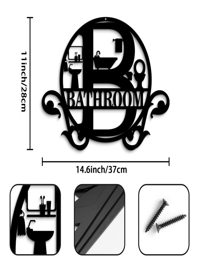 Pigort Metal Bathroom Wall Decor - Farmhouse Black Bathroom Wall Art - Funny Bathroom Decorations for Modern Home Guest room 11x14.5 INCH - Image 2