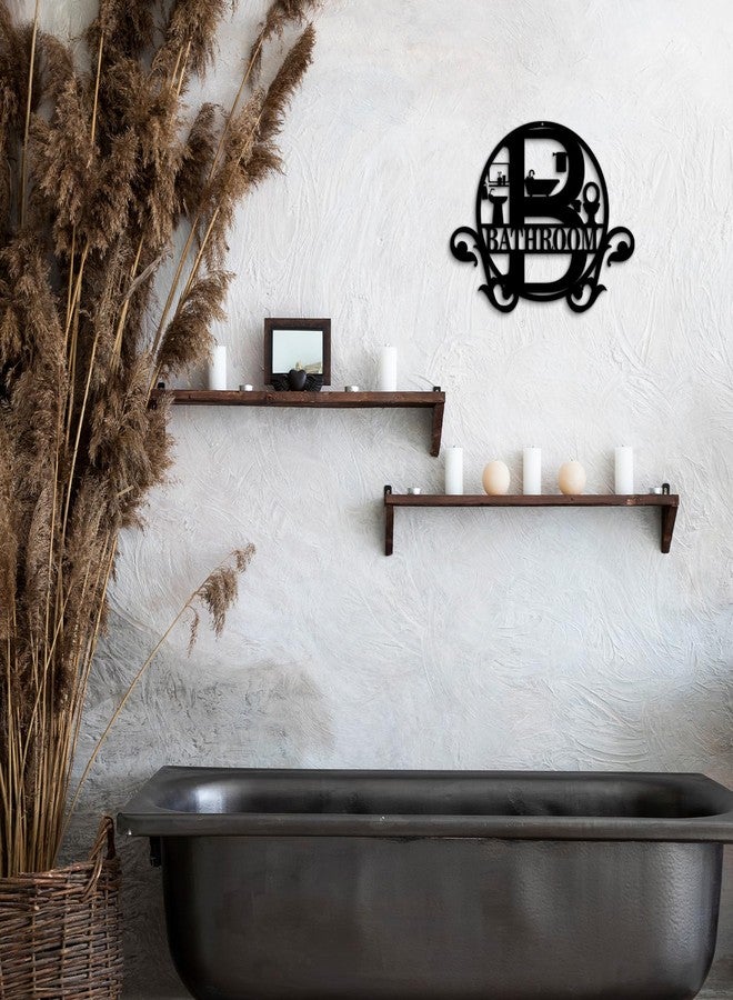 Pigort Metal Bathroom Wall Decor - Farmhouse Black Bathroom Wall Art - Funny Bathroom Decorations for Modern Home Guest room 11x14.5 INCH - Image 4