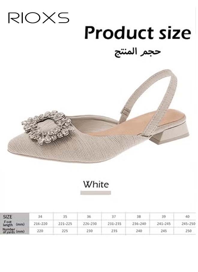 RIOXS - Women's Heeled Sandals, Closed Pointed Toe Slip-On Backless Rhinestones Sandals, Laides Stiletto Slides Shoes, Fashionable Dress Sandals, Wedding Party Pumps Sandals, Slides Sandals For Work  And Evening Party - Image 1