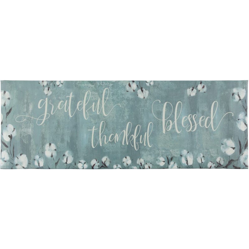 JV TEXTILES Kitchen Mat Cushioned Anti Fatigue Floor Mat196x55 Thick Non Slip Waterproof Kitchen Rugs and MatsFloorHomeOfficeDeskSinkLaundry Grateful Thankful Blessed
