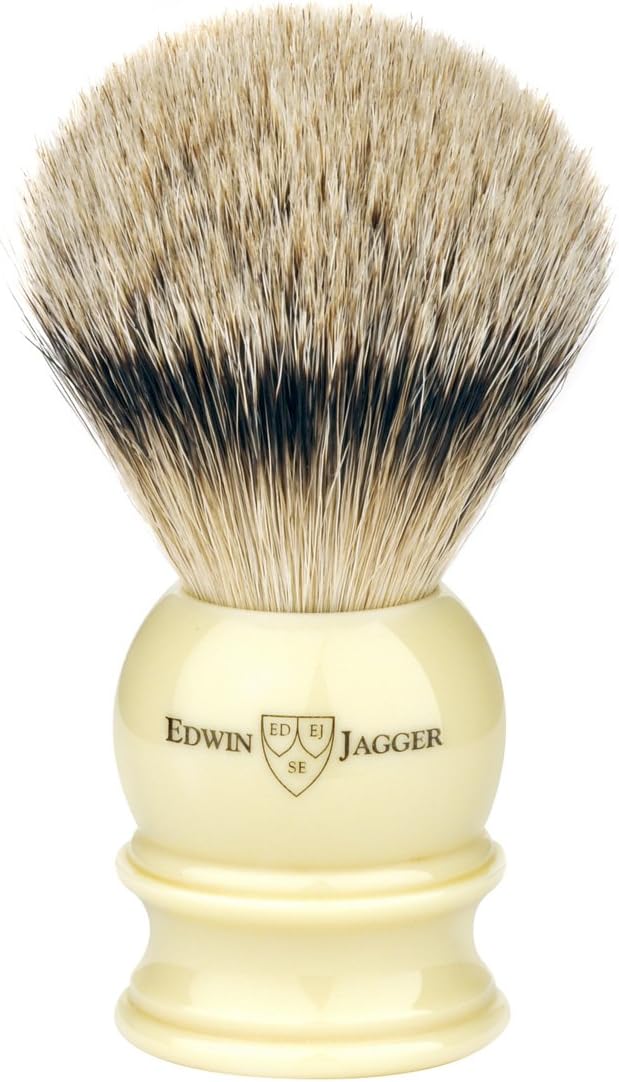 Edwin Jagger Silvertip Shaving Brush with Drip Stand Large Imitation Ivory - Image 2