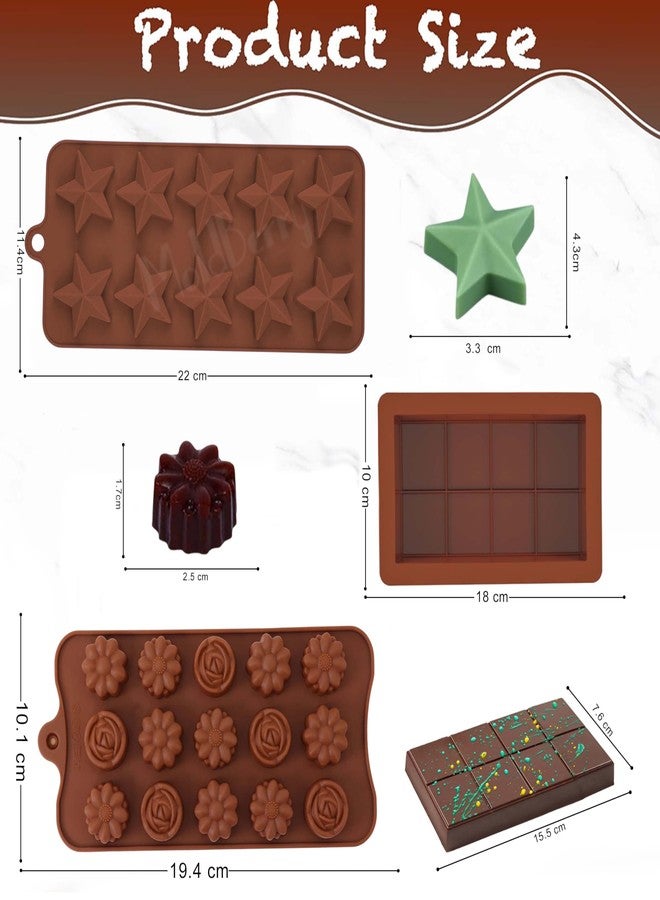 MoldBerry Silicone Chocolate Mould Combo | Flower, Star & Kunafa Chocolate Bar Mould | Food Grade Flexible Silicone Candy, Chocolate, Jelly & Dessert Mould for Home Baking | Pack 3 - Image 2