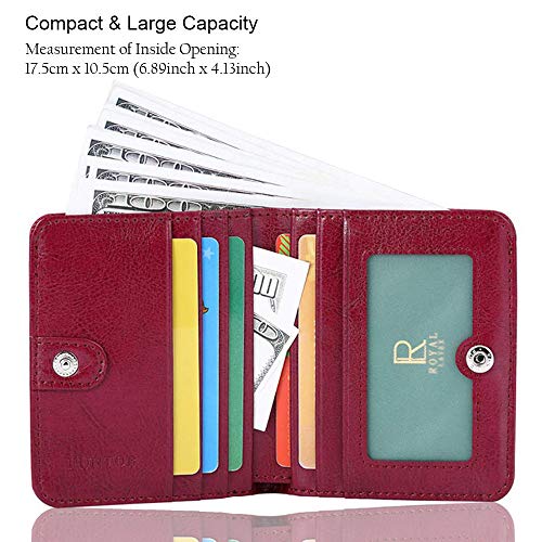 FT FUNTOR FUNTOR Leather Wallet for Women, Ladies Small Compact Bifold Pocket RFID Blocking Wallet for Women, Waxed Red - Image 2