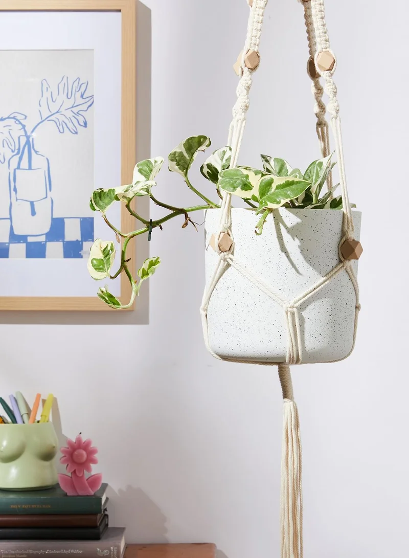 Typo Neutral Beads DIY Macrame Plant Hanger