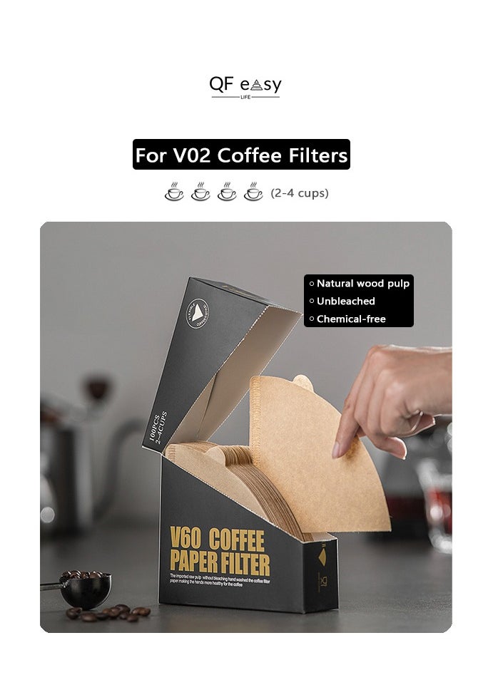 Generic V60 Coffee Paper Filter Unbleached Disposable Coffee Filter Paper for Pour Over and Drip Coffee Maker  - Image 3