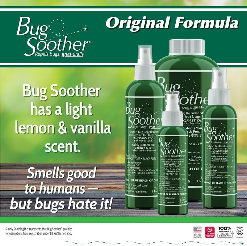 Bug Soother Spray Small Family Pack - Natural Insect, Gnat and Mosquito Repellent & Deterrent with Essential Oils - 100% DEET-Free Safe Bug Spray for Adults, Kids, Pets, & Environment - Made in USA - Image 2