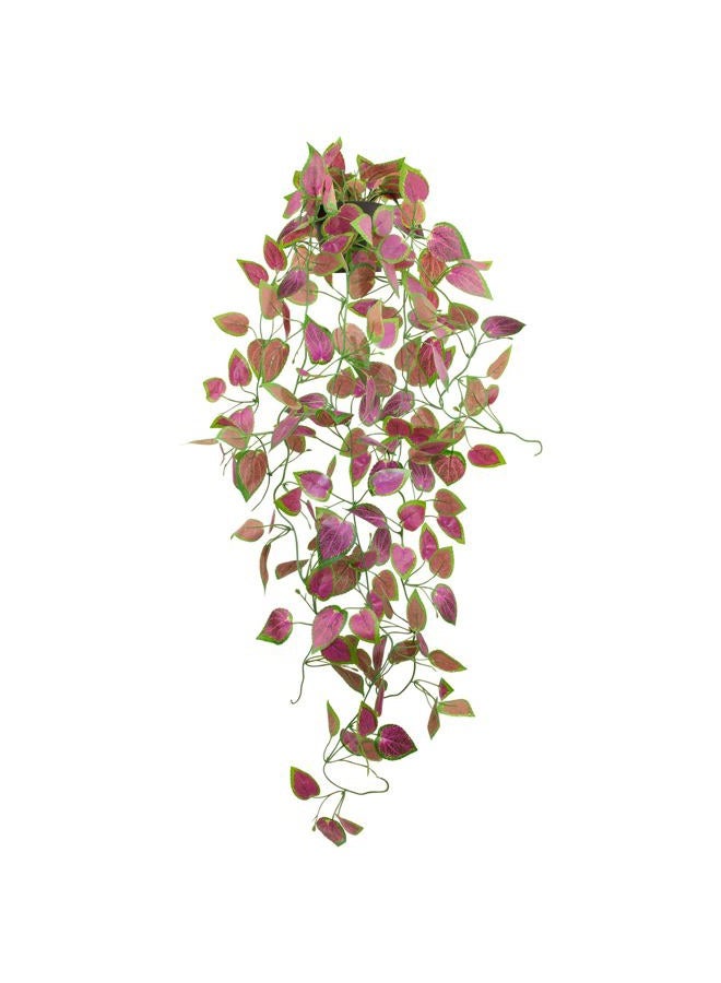 LOYWREE Small Artificial Hanging Potted Plants, Fake Purple Potted Plant Faux Ivy Vine Plant for Shelf Home Office Indoor Outdoor Garden Greenery Decor (Black Pot) - Image 1