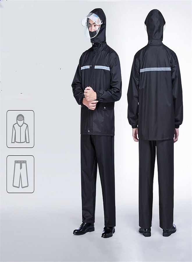 Loquat Double Layer Raincoat And Pants Set Black  - Image 1