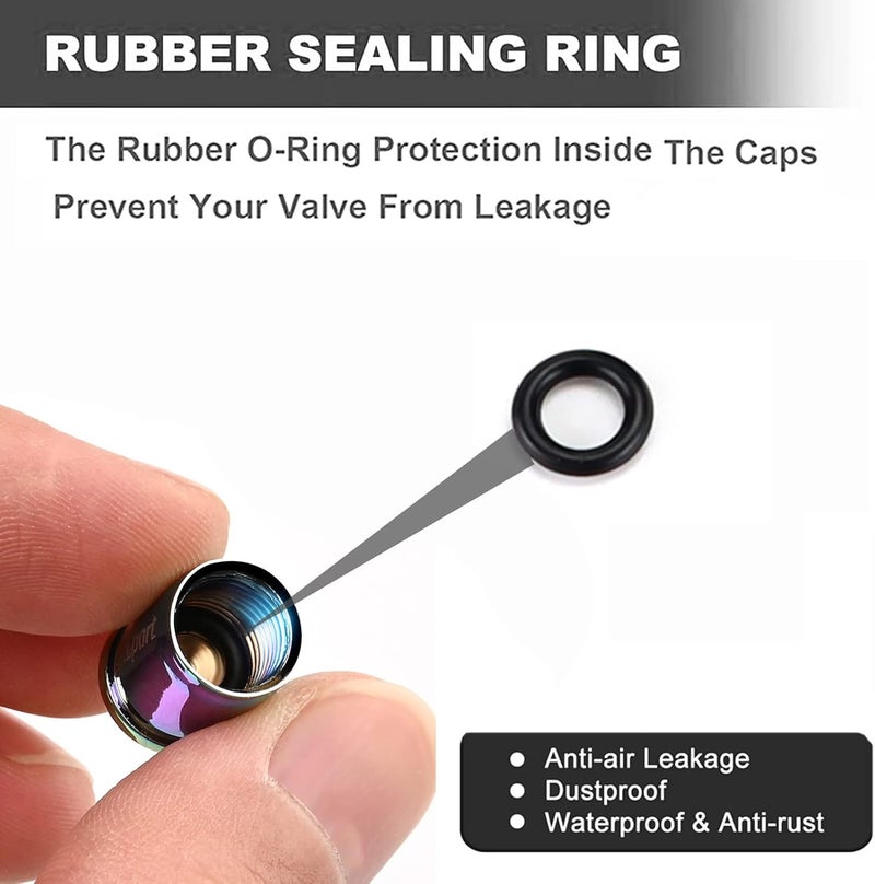 Dsycar Metal Bullet Valve Stem Caps (8 Pack) - Colorful Aluminum Tire Valve Caps with Anti-Theft Design - Image 3