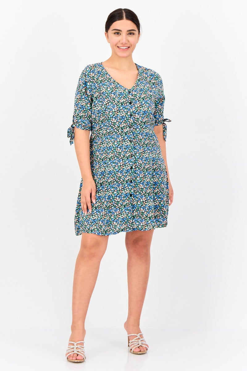 ONLY Women Floral Print Mini Dress, Multicolor - Image 4