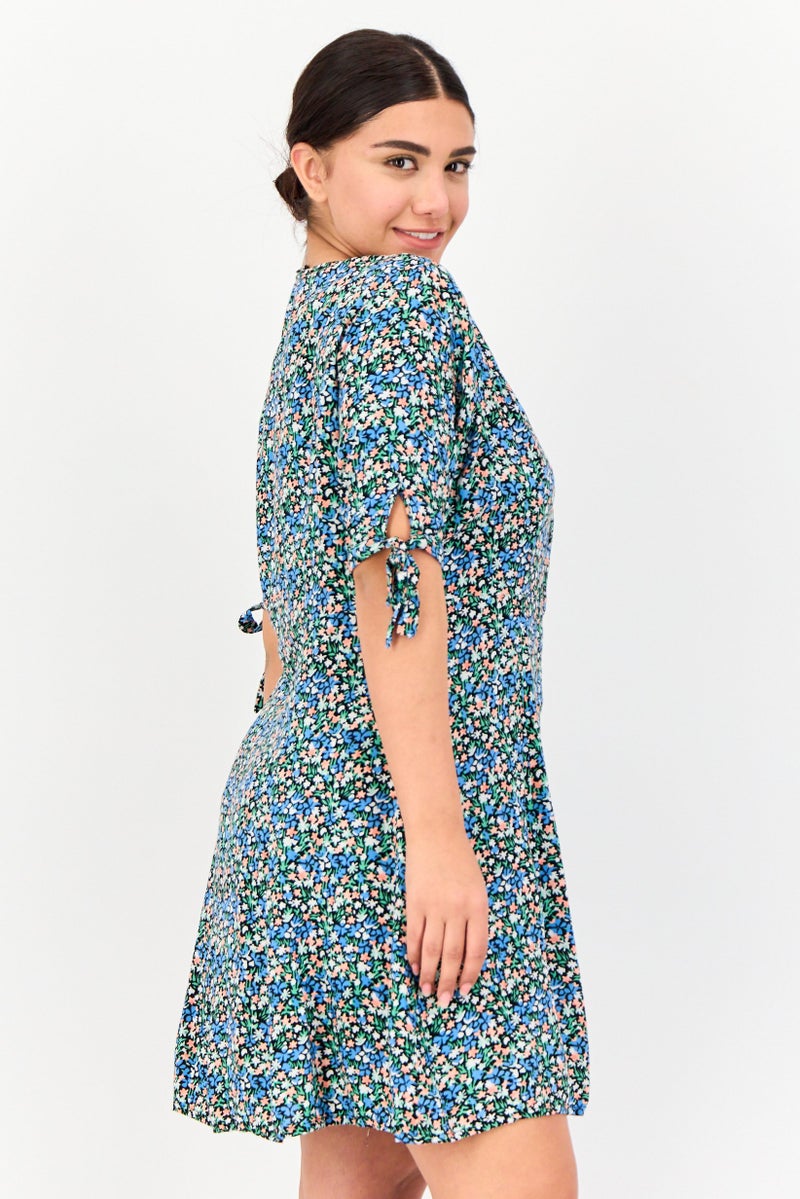 ONLY Women Floral Print Mini Dress, Multicolor - Image 2