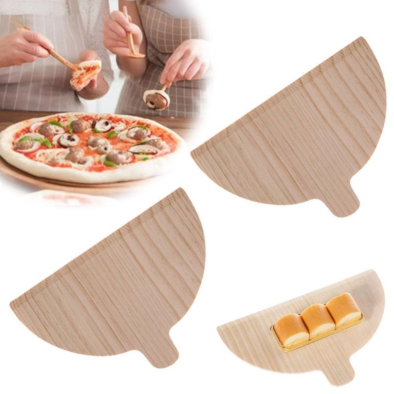 Wooden pizza shovel, semi-circular pizza shovel, for use with pizza machine, solid wood pizza board. - Image 2