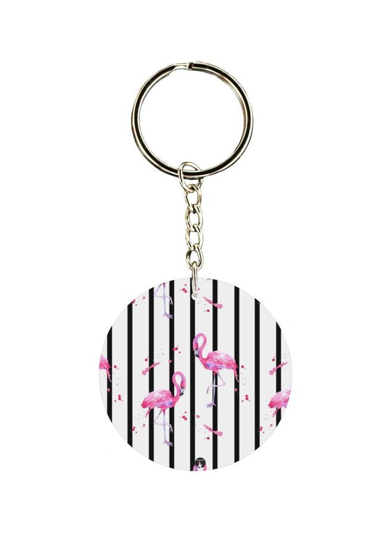 Flamingo Printed Single Sided Keychain
