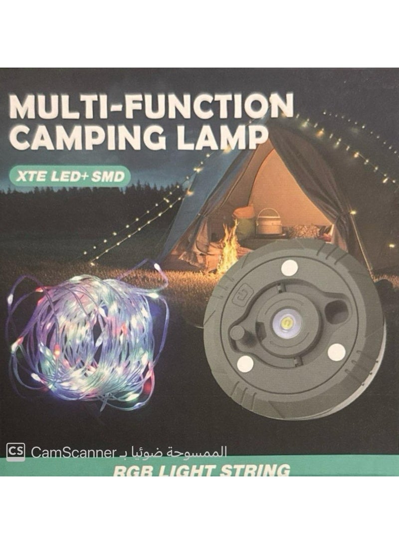 Camping Fairy Lights, Multifunctional 4 in 1 USB Rechargeable Camping Light Series Design for Outdoor Tent Decoration, LED Flashlight with Magnetic Hook - Image 1