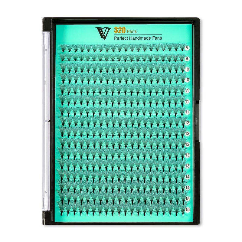 VAVALASH Premade Fans Eyelash Extensions 320 Fans 10D 14D 16D 20D 005 007 Thickness CD Curl Middle Stem Heat Bonded Premade Fans Russian Volume Lash Extensions 320 Fans14D007D815mm - Image 3