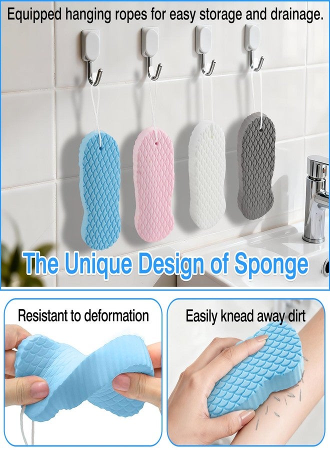 Brvlsoc 4-Pack Exfoliating Bath Sponges – Super Soft Shower Sponge Set for Adults & Kids, Gentle Dead Skin Remover, Assorted Colors (Pink, Blue, White, Gray) - Image 5